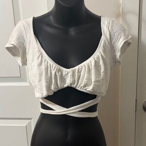 2/$25 Urban Outfitters White Crop Tie Up Top